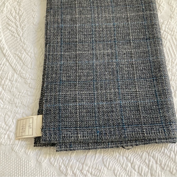 Vintage fabric 1 yard wool blend tweed suiting blue gray 70s luxury - Picture 1 of 8